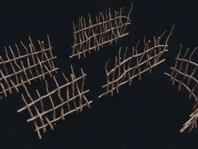 Wicker Fence Low-poly 3D model