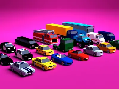 Free Low Poly Vehicles Pack Free low-poly 3D model