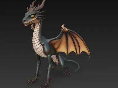 Dragon Realistic 3D Model Basic - Low Poly Realistic  Low-poly 3D model