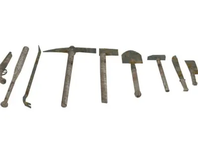 Rusty weapons and tools set Free low-poly 3D model