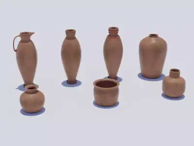 Clay Pots - Low Poly PBR Low-poly 3D model