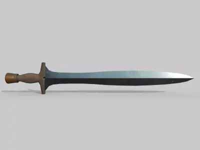 Sword with brass handle Low-poly 3D model