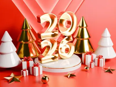 Festive 2026 Holiday 3D scene Free low-poly 3D model