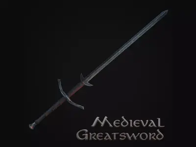 Medieval Greatsword Low-poly 3D model