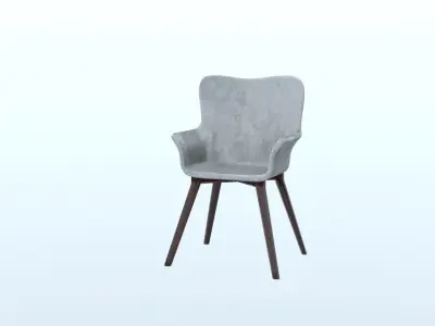 high poly chair with wooden legs Free 3D model