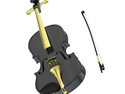 Black Luxury Viola and Bow 3D model