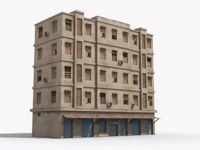 Arab Middle East Building x8 Low-poly 3D model