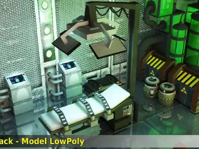 Scifi Laboratotry Pack - 8 Models Low-poly 3D model