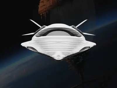the Creator spaceship flying in space 3D model