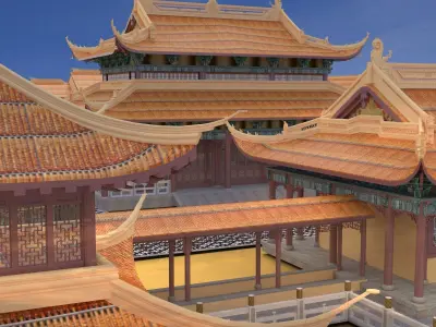 Chinese ancient courtyard house 3D model