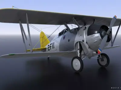 F2F-1 USS Lexington CV-2 1940 Low-poly 3D model