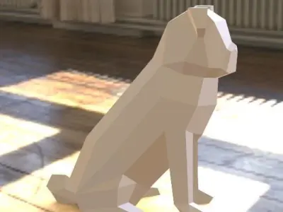 Pug Optimiced Low-poly 3D model