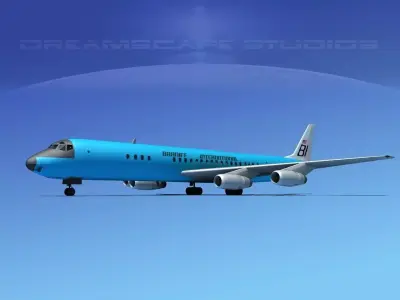 Douglas DC-8-63 Braniff International 3D model