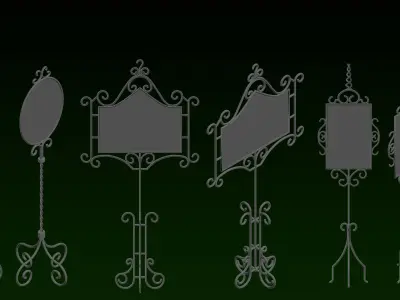 20 medival enseignes base mesh 3D model