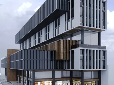 Storefront Realistic Shopping Mall Exterior 3D model