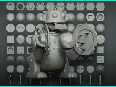 Stylized Rivet Screws Bolts Nuts - Over 80 Insert mesh Zbrush 3D model