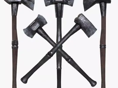Modular Melee Axe Low Poly Stylized Axe Procedural Weapon Parts Low-poly 3D model