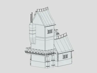 Medieval Building 06 Low Poly PBR Realistic Low-poly 3D model