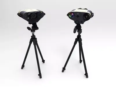 Binacular E pair of telescopes on tripods Low-poly 3D model