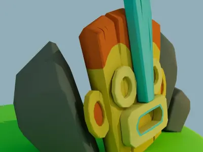 Low Poly stylized Tiki Mask Low-poly 3D model Low-poly 3D model