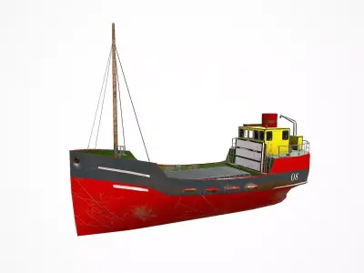 Old Cargo Ship Low-poly PBR Low-poly 3D model