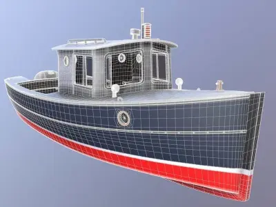 Cruiser Boat Low-poly 3D model