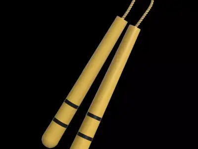Nunchaku in yellow Low-poly 3D model