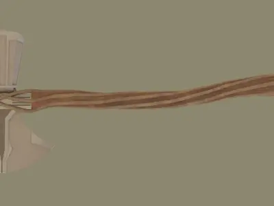 Stormbreaker axe with wooden handle 3D model