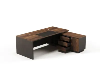 Modern Office Desk With Side Cabinet File For Vice Director  Free 3D model