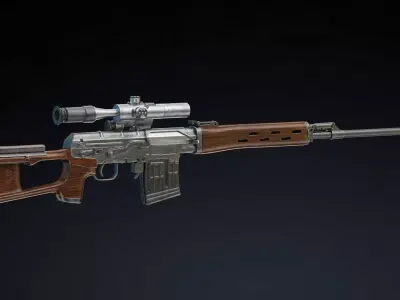 Dragunov Sniper Rifle Low Poly Realistic  Low-poly 3D model