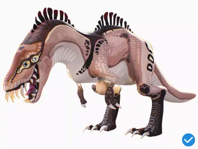 Alien Dinosaur Cartoon Gameready Low-poly 3D model