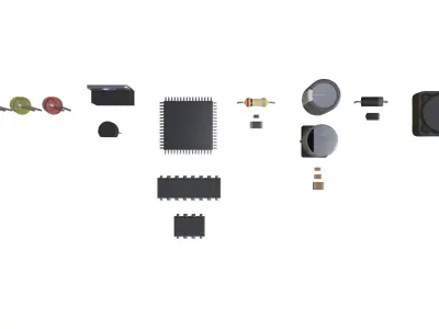electronic components Low-poly 3D model