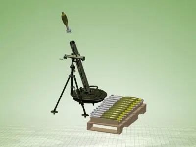 81mm Mortar Free 3D model