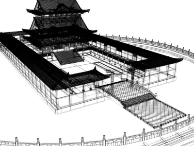 Chinese House Low-poly 3D model