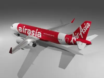 Air Asia Airbus a320neo 3d model Low-poly 3D model