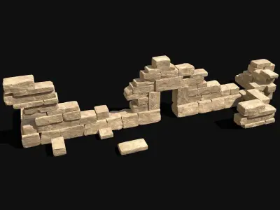  ARABIC DESERT RUINS EGYPTIAN SAND STONES DEBRIS Low-poly 3D model