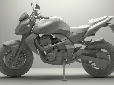 Kawasaki Z750 Low poly 3D Model Low-poly 3D model