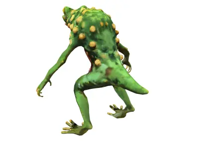 Monstrous Humanoid Frog Creature Low-poly 3D model