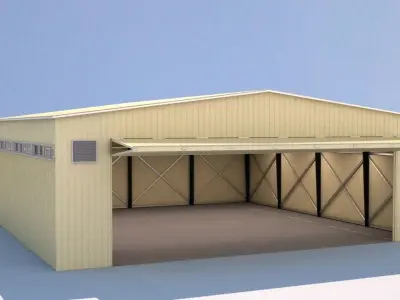 aircraft hangar Low-poly 3D model