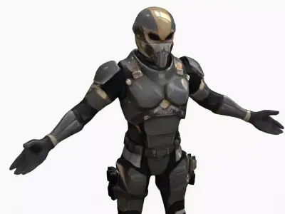 Futuristic Sci-Fi Armored Soldier Low-poly 3D model