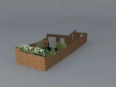 Courtyard garden with pool and lush planting  Free 3D model