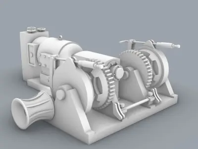 Double Drum Boat Anchor Winch Windlass ANSALDO Low-poly 3D model