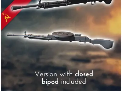 Degtyaryov DP-27 LMG light machine gun 10 - Soviet army WW2 Seco 3D print model