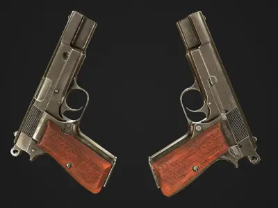 Browning High Power P-35 9mm Low-poly 3D model