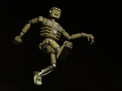 Mechanical Robot in Steampunk style Low-poly 3D model