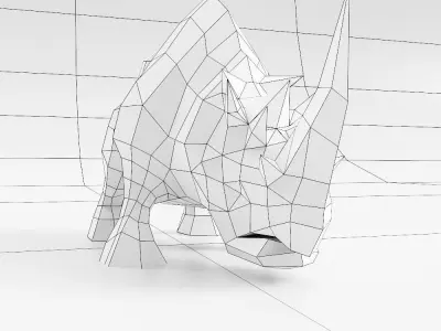 Rhino 3d model rhinoceros Low-poly 3D model
