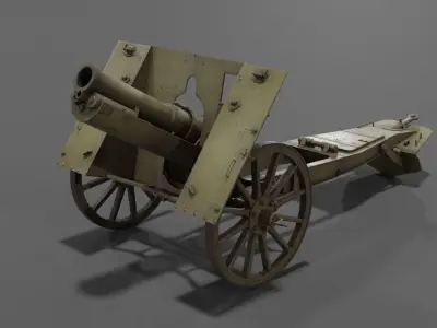 Type 99 10cm Mountain Gun Low-poly 3D model