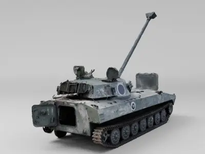 Russian 2S34 Hosta howitzer destroyed by Ukrainian military 3D model