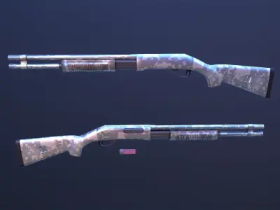 CM350 Shotgun Game Ready 5 Textures Low-poly 3D model Low-poly 3D model