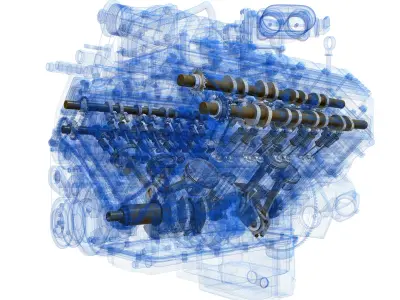 Animated V8 Engine 3D model